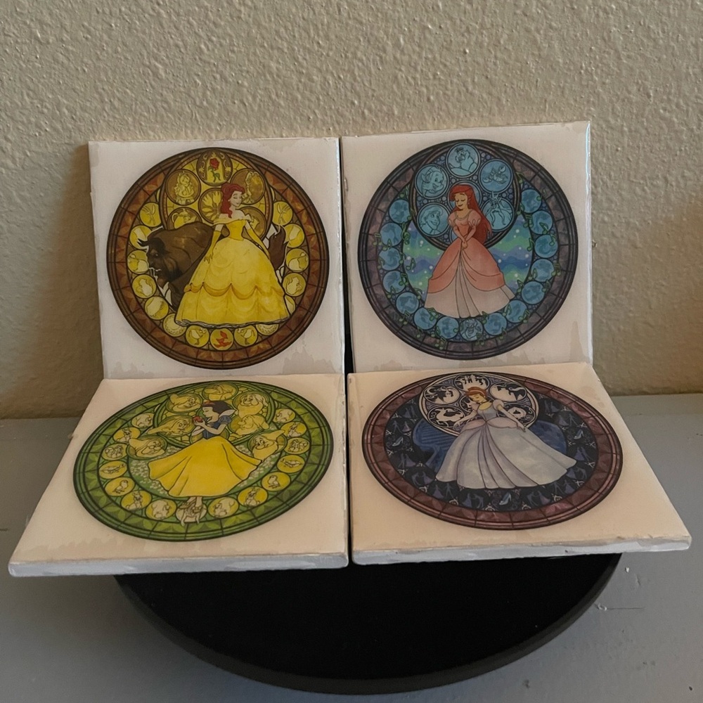 Disney Princess Stained Glass Style Coaster Tiles
